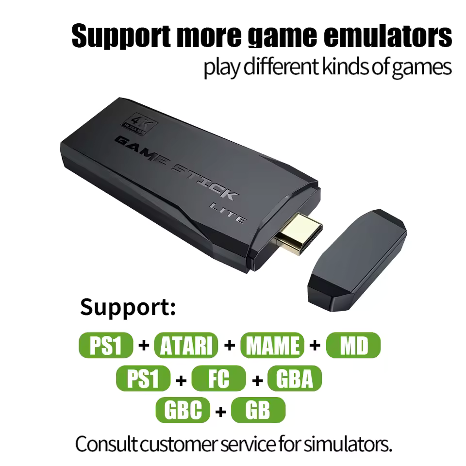 Consola Retro Stick 4K (64GB) - ¡Miles de Juegos + 2 Mandos Inalámbricos!