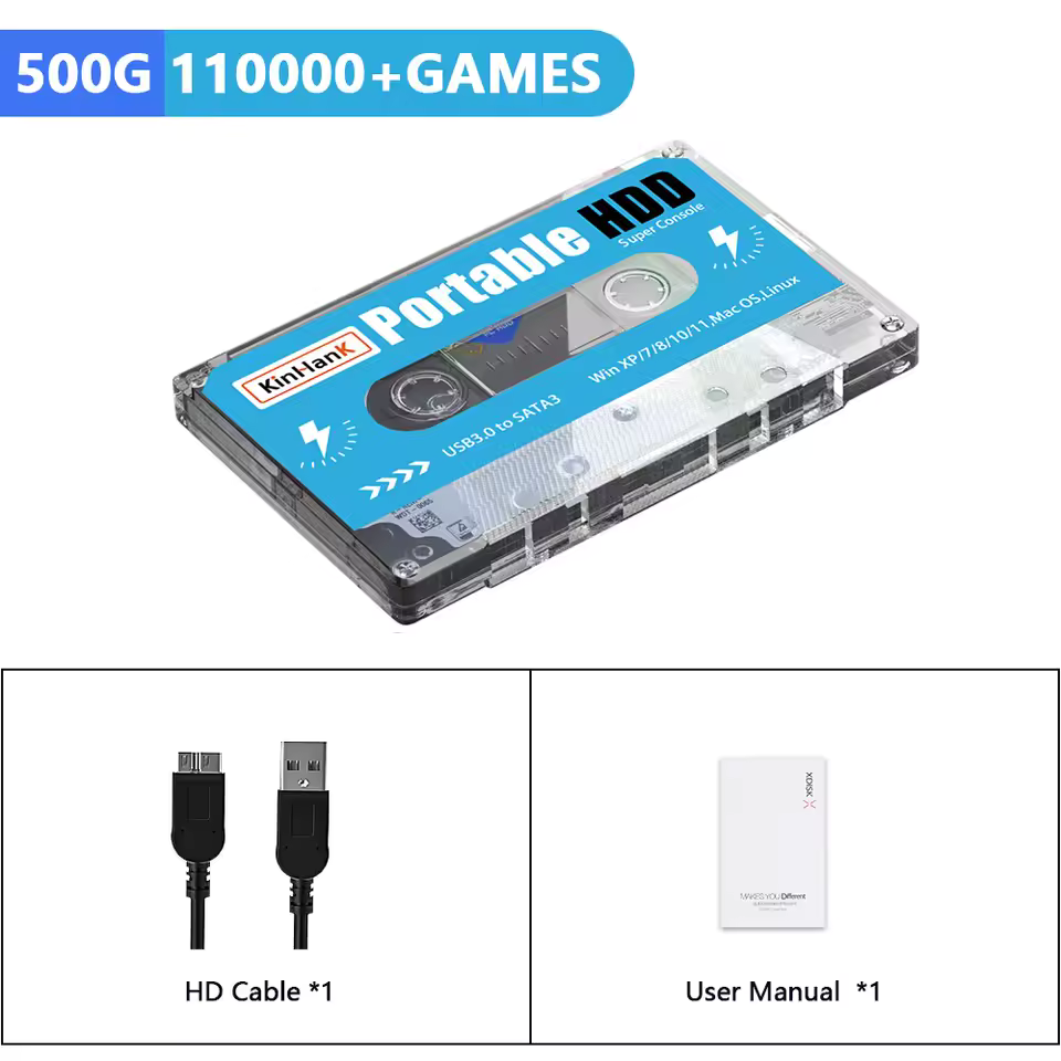 KINHANK Super Consola HDD 500GB - ¡100.000 Juegos Retro para PC!